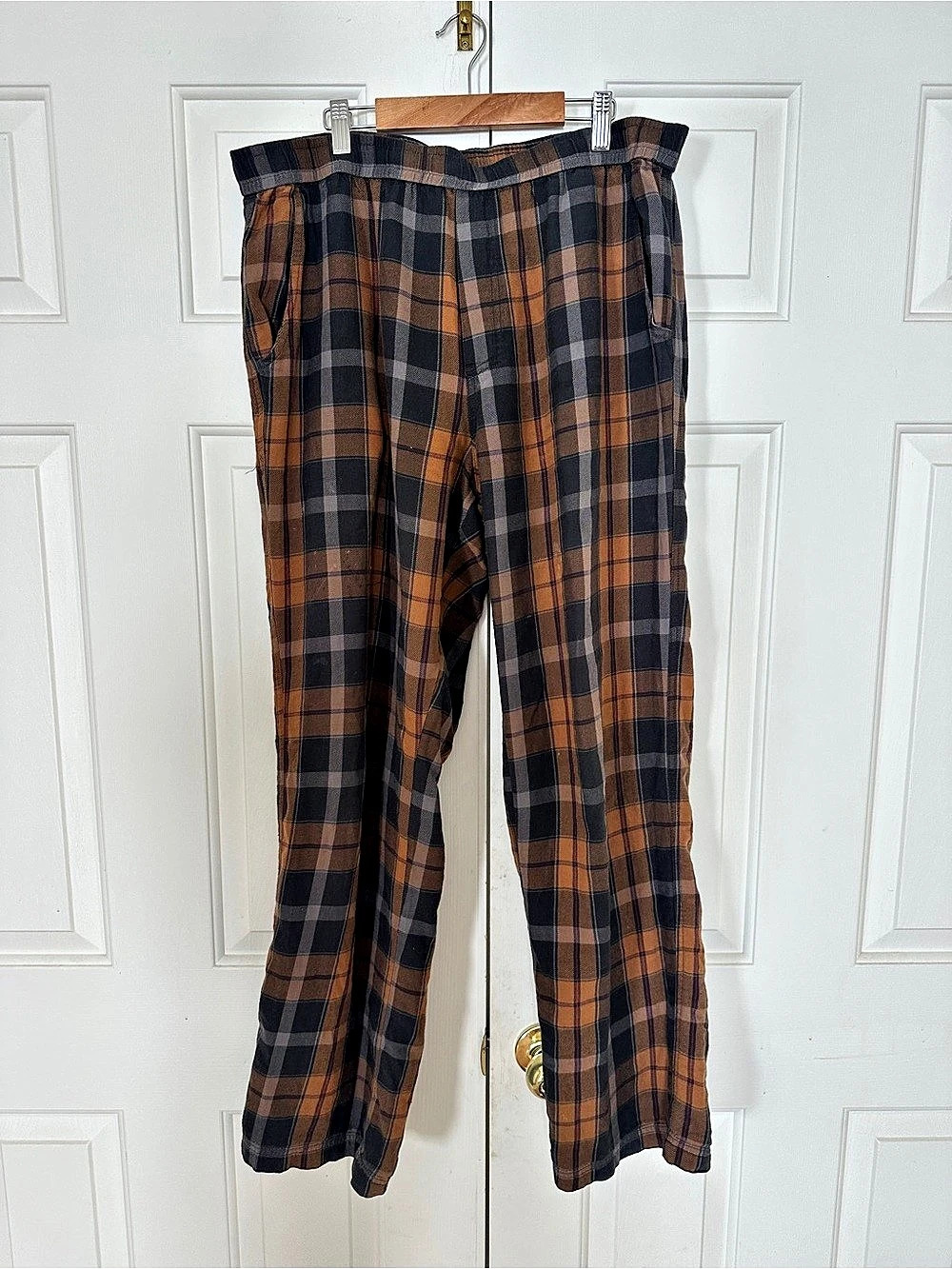 prAna Plaid Trousers Brown & Black Large